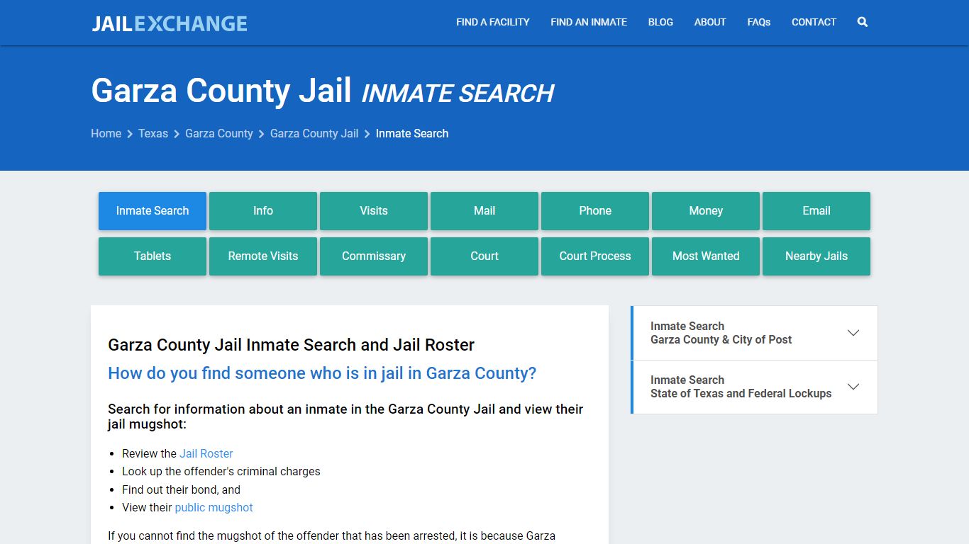 Inmate Search: Roster & Mugshots - Garza County Jail, TX