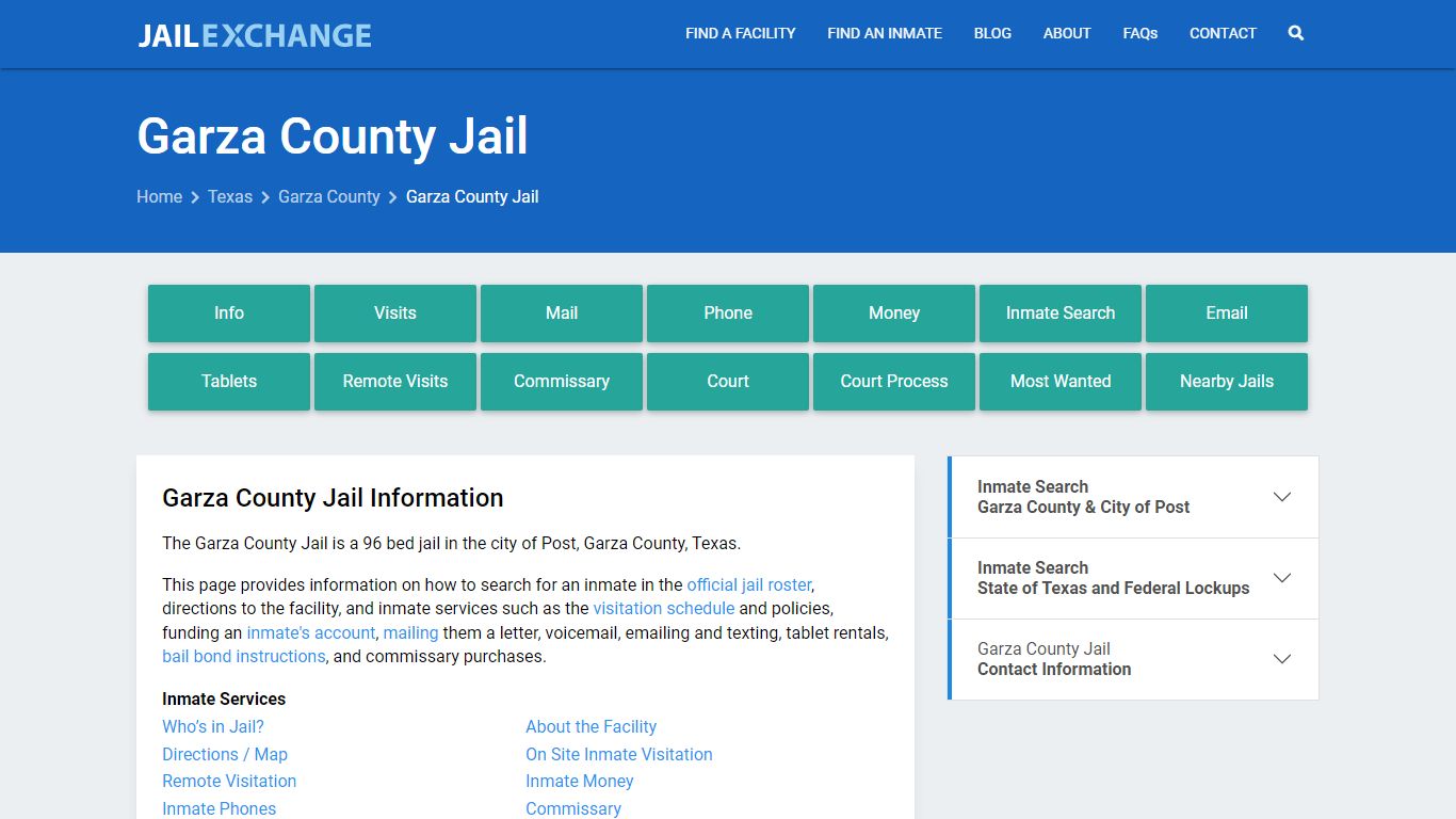 Garza County Jail, TX Inmate Search, Information